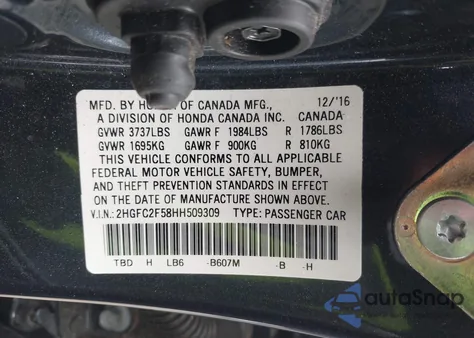 2017 Honda Civic Lx from USA, damaged, VIN 2HGFC2F58HH509309